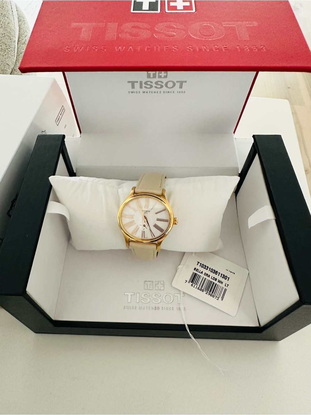 Tissot Gold-Tone Case with Beige Leather Strap Women's Watch